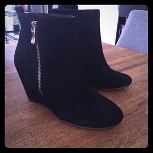 BCBGeneration black suede wedge booties 6.5
