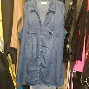 Chambray sleeveless top