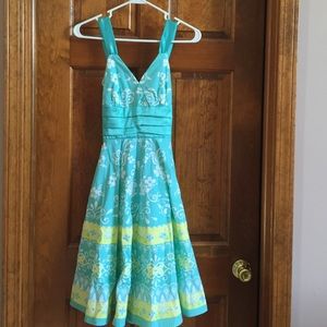 Blue and yellow floral dress