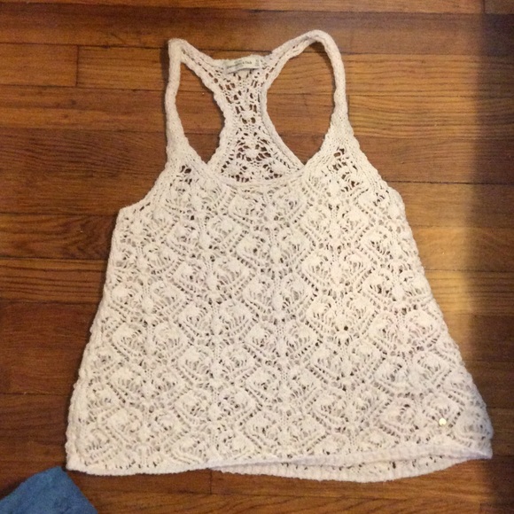 Loose white crochet top