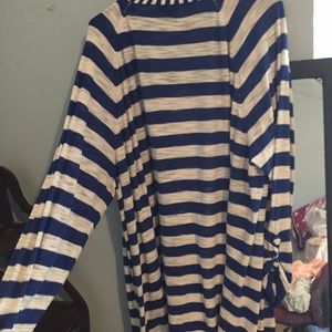 BLUE AND WHITE STRIPPED CARDIGAN