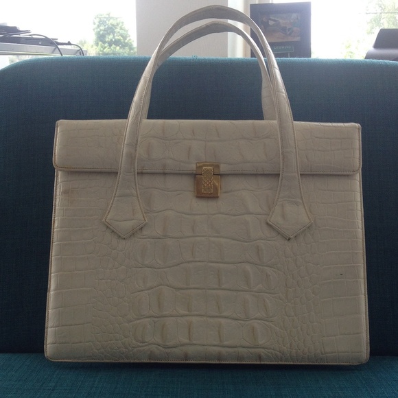 white alligator purse
