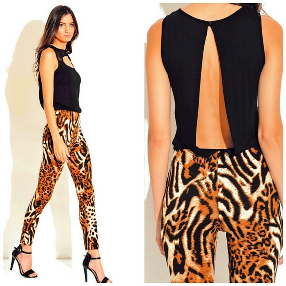 🔥Last 1🔥Leopard Print Open-Back Jumpsuit - Picture 2 of 2