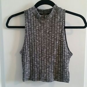 Grey mock neck crop top