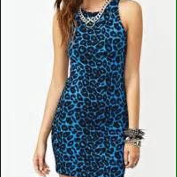 Zoe Dress Nasty Gal Blue Leopard
