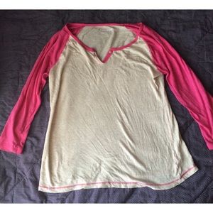 Baseball style pink and cream top