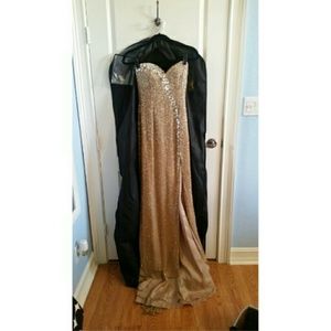 Sherri Hill Tan Embellished Gown