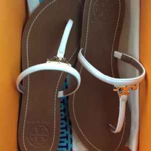 New with box Tory burch white t strap sandal