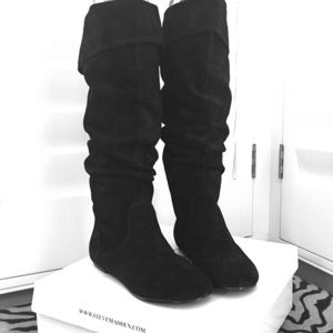 Black suede boots