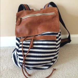 Brandy Melville Stripe Leather Flap Backpack