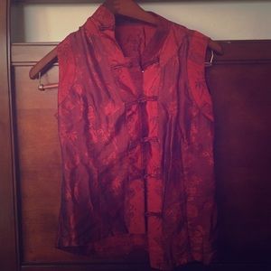 Silk kimono top red