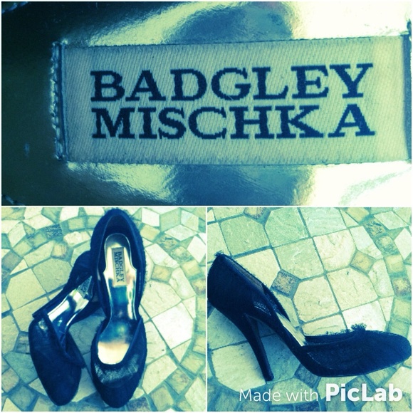 Badgley Mischka Black Tulle Heels - Picture 1 of 3