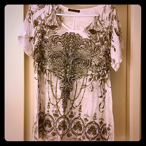 Bling fluer de lis burn out top