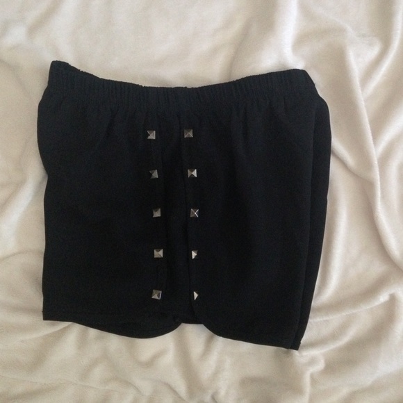 SOLD Black studded jogger shorts - Picture 2 of 3