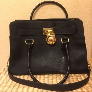 SOLD MICHAEL KORS HAMILTON Black SAFFIANO LEATHER