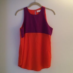 Orange and purple silk tank