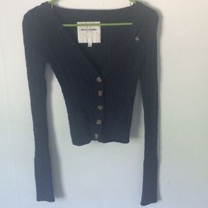 Navy blue cable knit cardigan