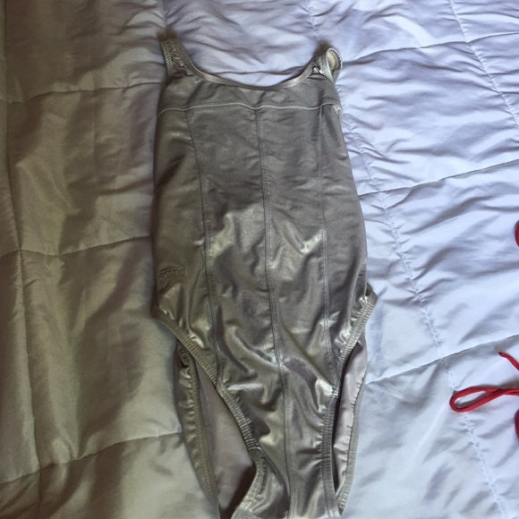 Metallic silver one piece