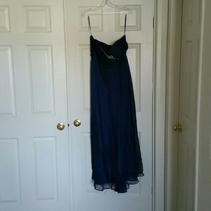 Navy blue evening gown with jewel detail