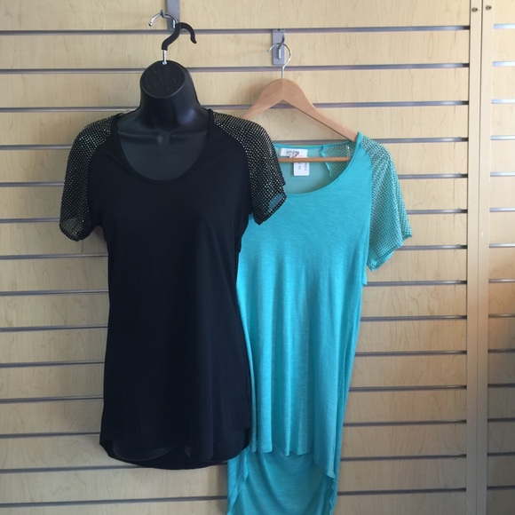 Black or teal.  Silver/bronze studs. Back open.