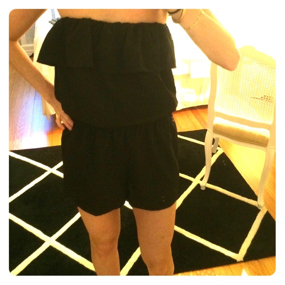 Strapless black romper