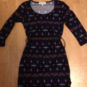 Black Tribal Print Bodycon Dress