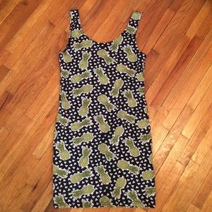H&M pineapple print body con tank dress