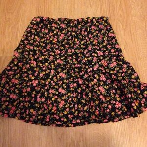 Black Floral Skater Skirt