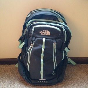 North Face Backpack. Teal & Gray.