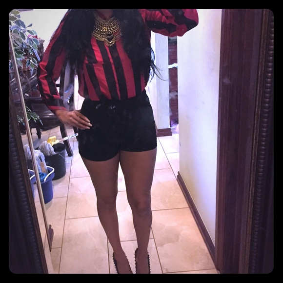High waisted black shorts