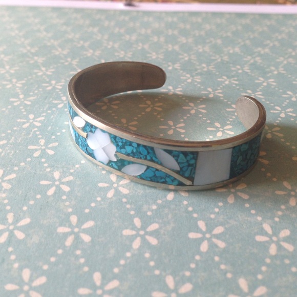 Mexican sterling turquoise MOP bracelet