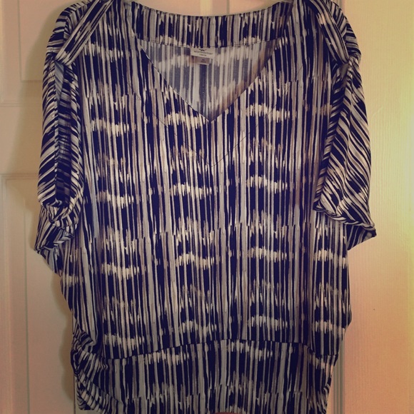 Neutral, printed, V-neck blouse