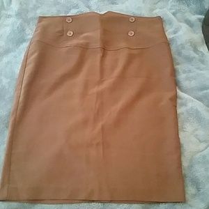 Chocolate brown pencil skirt with back slit