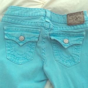 True Religion Aqua Cropped denim jeans