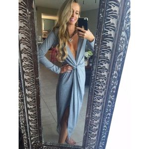 Grey long sleeve maxi dress with tags Medium