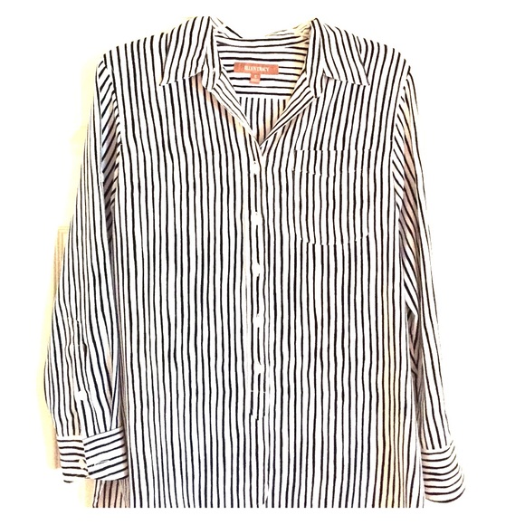 Black & white striped silk blouse