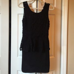 Black lace dress with peplum