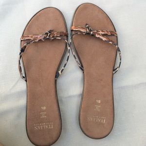 Leopard and bronze sequin sandals