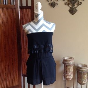 Black Fringe Romper