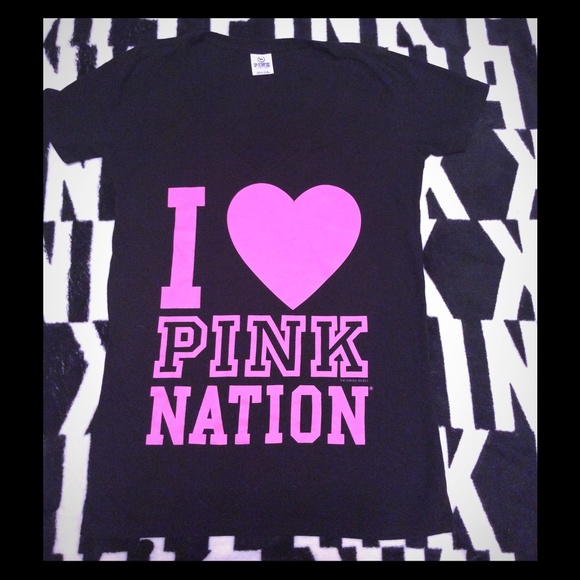 Pink Nation black V neck - Picture 1 of 2