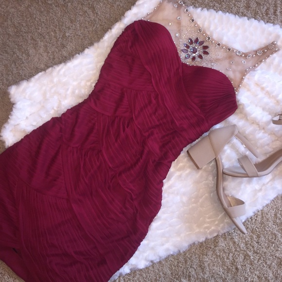 Dresses & Skirts - Red dress with sheer beaded detailing