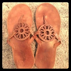 Brown leather thong sandals