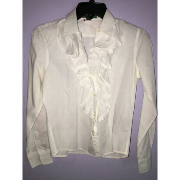 NWOT Lauren by Ralph Lauren white l/s ruffle PS