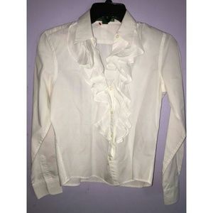 NWOT Lauren by Ralph Lauren white l/s ruffle PS