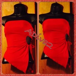 Red Strapless Top