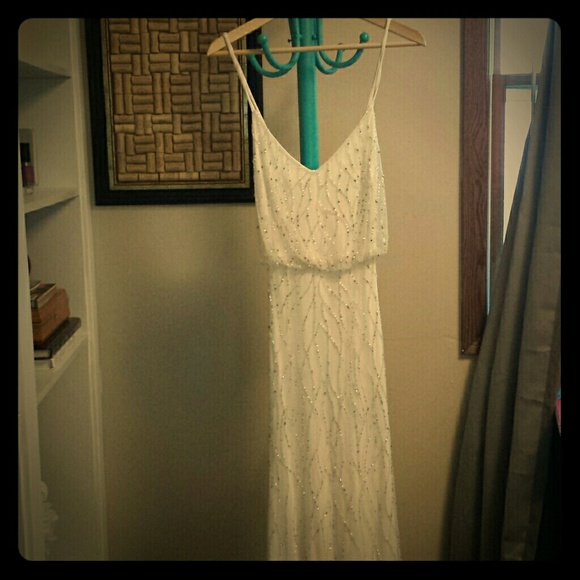 Adrianna Pappell floor length beaded blouson gown