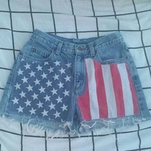 Handmade High waisted Flag Shorts