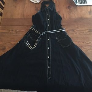 Ralph Lauren black denim dress with white detail
