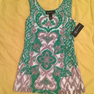 Petite INC Green Embellished Top