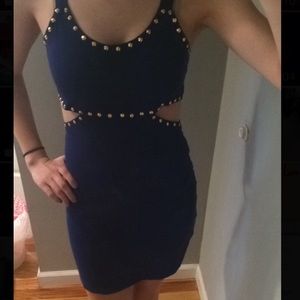Lovers & Friends Navy blue gold studded dress